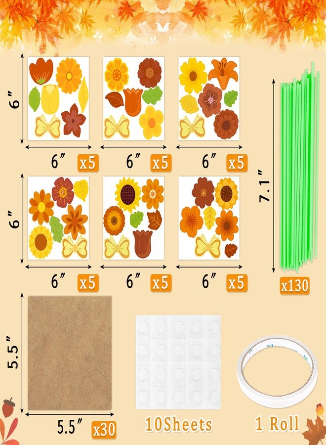 80UncleKimby 30PCS Fall Crafts for Kids Flower Bouquet Kit DIY Thanksgiving Gift School Classroom Activities - Image 3
